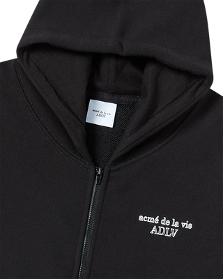 KIDS BORDER LINE BASIC LOGO HOODIE ZIP UP BLACK