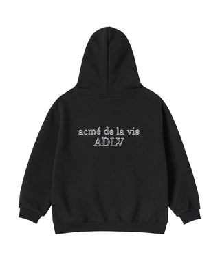 KIDS BORDER LINE BASIC LOGO HOODIE ZIP UP BLACK