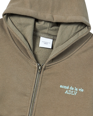 KIDS BORDER LINE BASIC LOGO HOODIE ZIP UP COCOA
