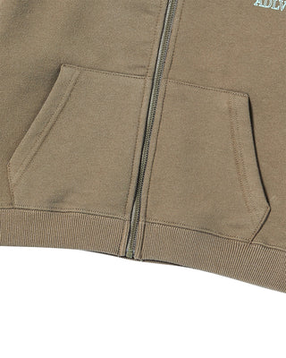 KIDS BORDER LINE BASIC LOGO HOODIE ZIP UP COCOA