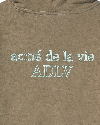 KIDS BORDER LINE BASIC LOGO HOODIE ZIP UP COCOA