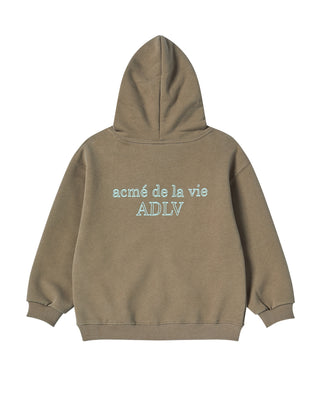 KIDS BORDER LINE BASIC LOGO HOODIE ZIP UP COCOA