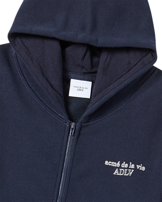 KIDS BORDER LINE BASIC LOGO HOODIE ZIP UP DARK NAVY