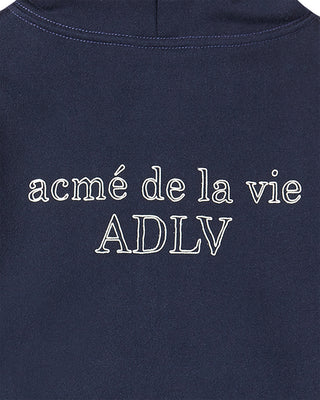 KIDS BORDER LINE BASIC LOGO HOODIE ZIP UP DARK NAVY