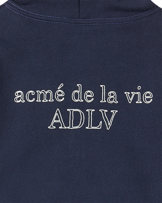 KIDS BORDER LINE BASIC LOGO HOODIE ZIP UP DARK NAVY