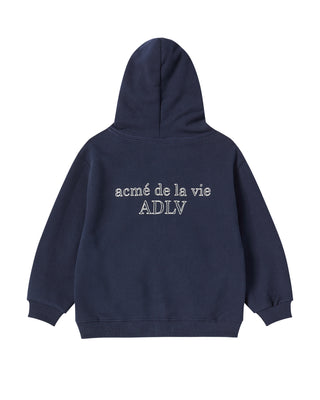 KIDS BORDER LINE BASIC LOGO HOODIE ZIP UP DARK NAVY