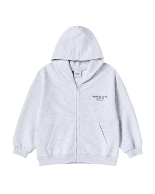 KIDS BORDER LINE BASIC LOGO HOODIE ZIP UP MELANGE