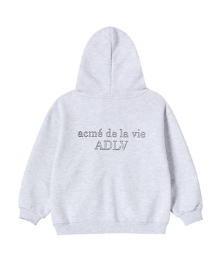 KIDS BORDER LINE BASIC LOGO HOODIE ZIP UP MELANGE