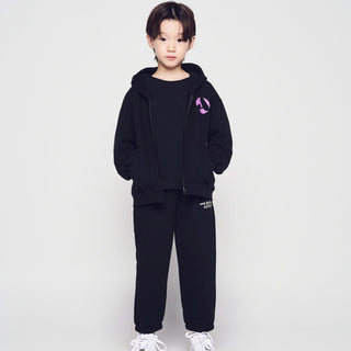 KIDS A SYMBOL CIRCLE HOODIE ZIP UP BLACK