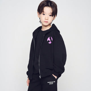 KIDS A SYMBOL CIRCLE HOODIE ZIP UP BLACK