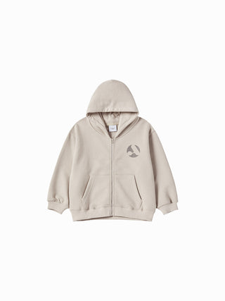 KIDS A SYMBOL CIRCLE HOODIE ZIP UP ESSENTIAL BEIGE