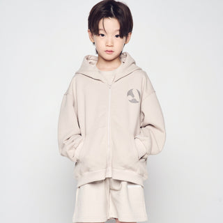 KIDS A SYMBOL CIRCLE HOODIE ZIP UP ESSENTIAL BEIGE