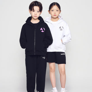 KIDS A SYMBOL CIRCLE HOODIE ZIP UP WHITE