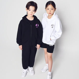 KIDS A SYMBOL CIRCLE HOODIE ZIP UP WHITE