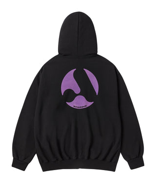 A SYMBOL CIRCLE NAPPING HOODIE ZIP UP BLACK