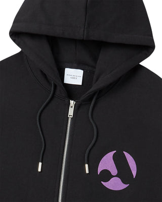 A SYMBOL CIRCLE NAPPING HOODIE ZIP UP BLACK