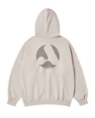 A SYMBOL CIRCLE NAPPING HOODIE ZIP UP ESSENTIAL BEIGE