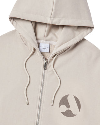 A SYMBOL CIRCLE NAPPING HOODIE ZIP UP ESSENTIAL BEIGE