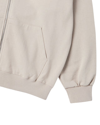 A SYMBOL CIRCLE NAPPING HOODIE ZIP UP ESSENTIAL BEIGE