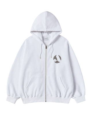 A SYMBOL CIRCLE NAPPING HOODIE ZIP UP WHITE