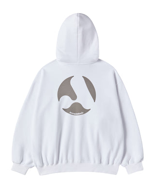 A SYMBOL CIRCLE NAPPING HOODIE ZIP UP WHITE
