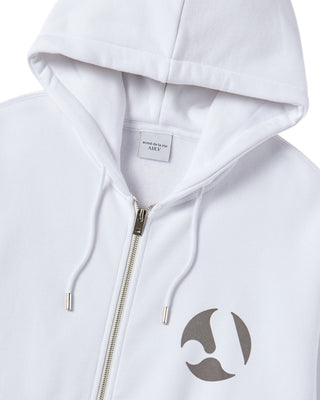 A SYMBOL CIRCLE NAPPING HOODIE ZIP UP WHITE