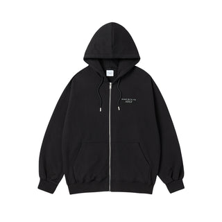 BASIC LOGO NAPPING HOODIE ZIP UP BLACK