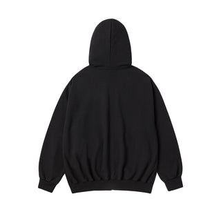 BASIC LOGO NAPPING HOODIE ZIP UP BLACK