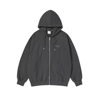 BASIC LOGO NAPPING HOODIE ZIP UP CHARCOAL