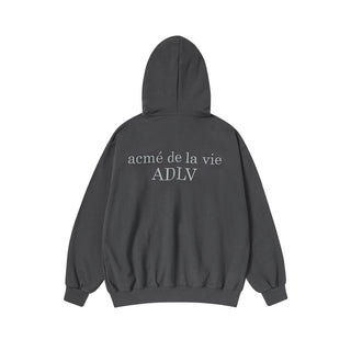 BASIC LOGO NAPPING HOODIE ZIP UP CHARCOAL