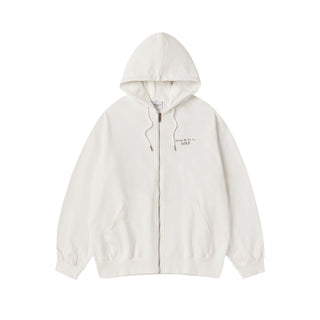 BASIC LOGO NAPPING HOODIE ZIP UP CREAM