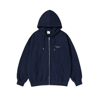 BASIC LOGO NAPPING HOODIE ZIP UP DARK NAVY