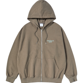 BORDER LINE BASIC LOGO HOODIE ZIP UP COCOA