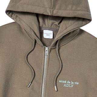 BORDER LINE BASIC LOGO HOODIE ZIP UP COCOA