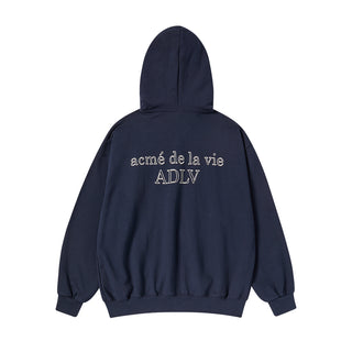 BORDER LINE BASIC LOGO HOODIE ZIP UP DARK NAVY
