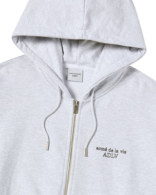 BORDER LINE BASIC LOGO HOODIE ZIP UP MELANGE
