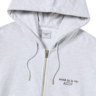 BORDER LINE BASIC LOGO HOODIE ZIP UP MELANGE