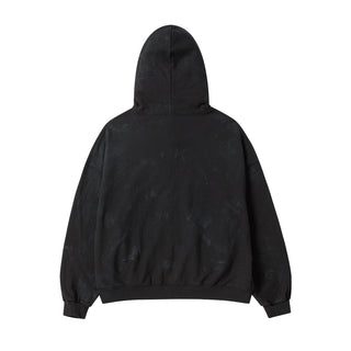 DIRTY WASHED HOODIE ZIP UP BLACK