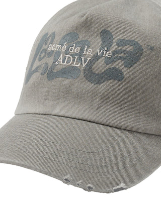 ADLV X LALALA FEST OVERLAY DAMAGE BALL CAP LIGHT GRAY