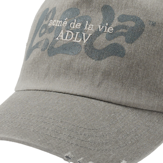 ADLV X LALALA FEST OVERLAY DAMAGE BALL CAP LIGHT GRAY