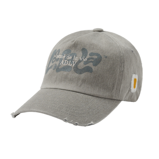 ADLV X LALALA FEST OVERLAY DAMAGE BALL CAP LIGHT GRAY