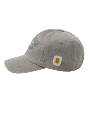 ADLV X LALALA FEST OVERLAY DAMAGE BALL CAP LIGHT GRAY