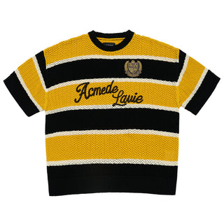 OVERSIZE STRIPE SHORT SLEEVE KNIT YELLOW