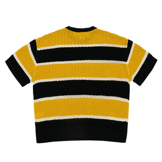 OVERSIZE STRIPE SHORT SLEEVE KNIT YELLOW