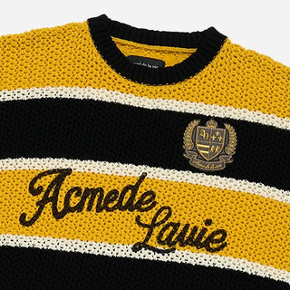 OVERSIZE STRIPE SHORT SLEEVE KNIT YELLOW