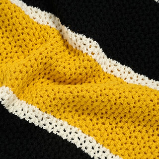 OVERSIZE STRIPE SHORT SLEEVE KNIT YELLOW