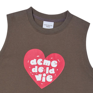 UGLY HEART CROP SLEEVELESS ASH COCOA