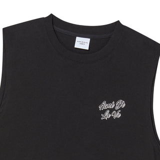 SCRIPT LOGO OUTLINE SLEEVELESS BLACK
