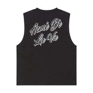 SCRIPT LOGO OUTLINE SLEEVELESS BLACK