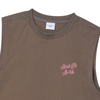 SCRIPT LOGO OUTLINE SLEEVELESS COCOA
